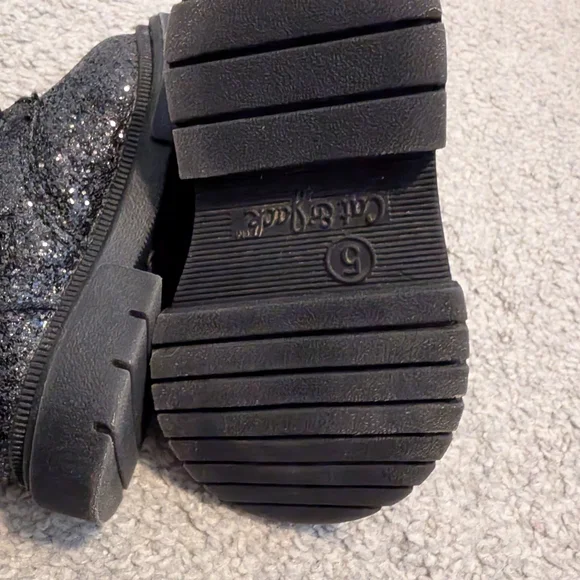 3 For $18 Cat & Jack Glittery Black Kids Boots - Picture 10 of 11